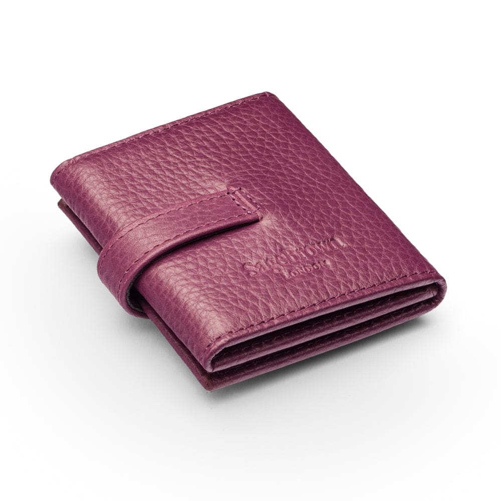 Mini leather trifold photo frame, purple, 60 x 40mm, back