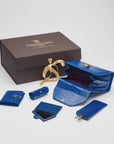 Leather Sabrina Bag - Cobalt Croc Effect