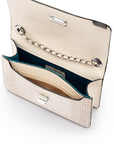 Mini chain bag, ivory burnished croc, inside