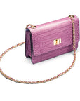 Mini chain bag, lilac croc, side