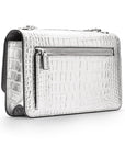 Mini chain bag, silver croc, back