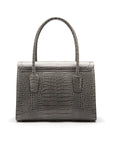 Large leather Morgan bag, grey croc, back