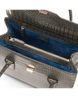 Large leather Morgan bag, grey croc, inside