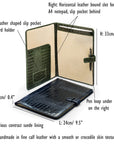 Leather conference folder, features and dimensions