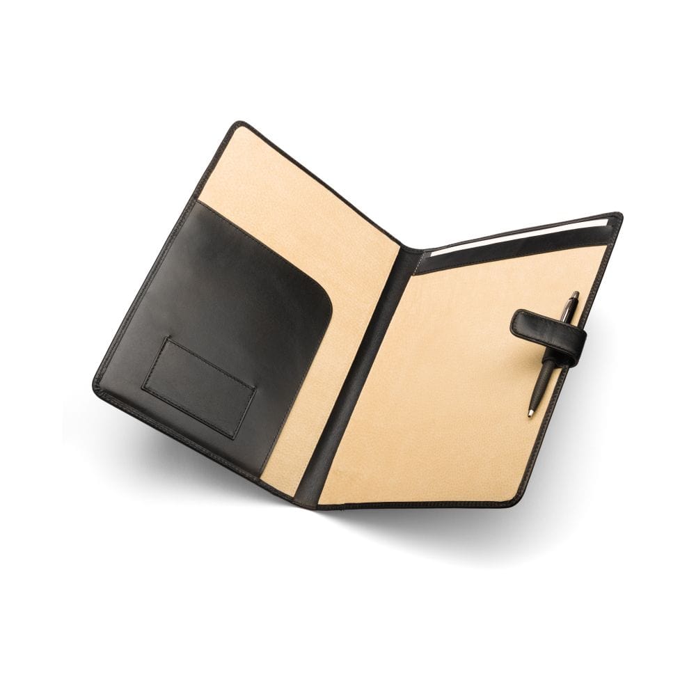Leather conference folder, black, inside