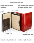 A4 leather document folder, features and dimensions
