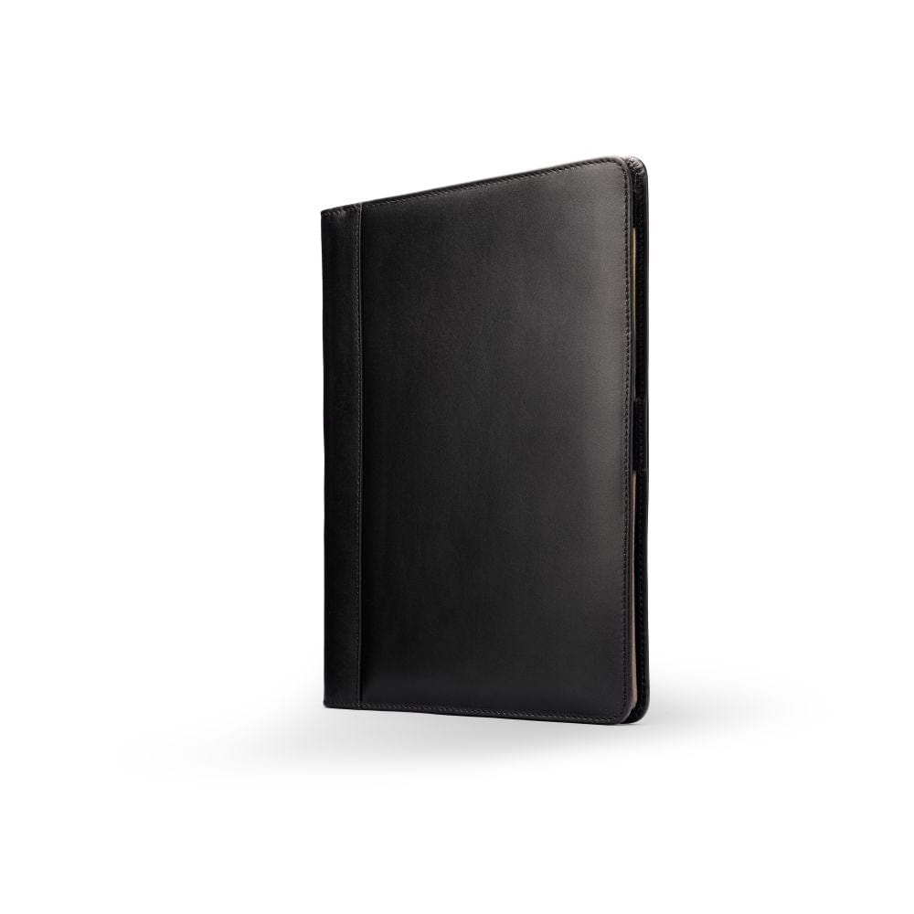 A4 leather document folder, black, front