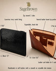 A4 zip around leather folder, features and dimensions
