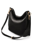 Carol Ann slouchy leather shoulder bag, black, with shoulder strap