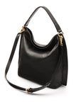 Carol Ann slouchy leather shoulder bag, black, with both straps