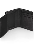 Compact leather wallet with 6 credit card slots and 2 ID windows, black croc, extra page