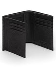 Compact leather wallet with 6 credit card slots and 2 ID windows, black croc, inside