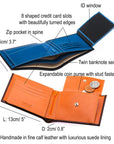 Leather coin wallet, features and dimensions