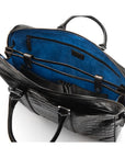 15" leather laptop bag, black croc, inside