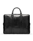 15" leather laptop bag, black croc, front