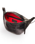 Leather Bum Bag For Men - Black Croc Effect