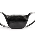 Leather Bum Bag For Men - Black Croc Effect