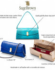 Leather Clutch Bag, Melanie, features and dimensions