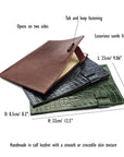 Leather document folder, features and dimensions