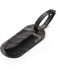 Leather luggage tag, black croc