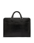 Leather Trinity 13" laptop briefcase, black croc, front