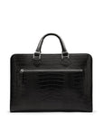 Leather Trinity 13" laptop briefcase, black croc, back