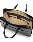 Leather Trinity 13" laptop briefcase, black croc, inside view