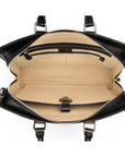 Leather Trinity 13" laptop briefcase, black croc, open