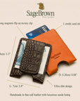 Luxury Leather Magnetic Money Clip and Card Holder, features and dimensions