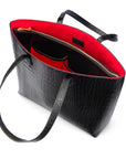 Luxury Leather Tote Bag and Shopper, Black Croc, inside