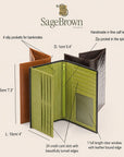 Men's tall leather wallet with 24 CC, features and dimensions