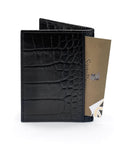 Premium Slim RFID Leather Credit Card Wallet, black croc, back