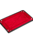 Rectangular leather valet tray, black croc with red, flat
