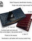 RFID compact leather billfold wallet 4 CC, features and dimensions