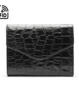 RFID Large leather purse with 15 CC, black croc, front