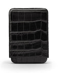 Pull apart business card holder, black croc, front