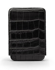 Pull apart business card holder, black croc, front
