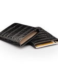 Pull apart business card holder, black croc, inside