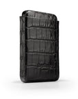 Pull apart business card holder, black croc, back