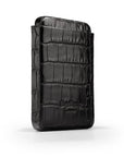 Pull apart business card holder, black croc, back