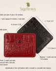 Flat leather card holder with 6 card slots and 2 ID, features and dimensions