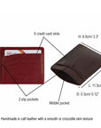 Flat leather credit card holder, features and dimensions