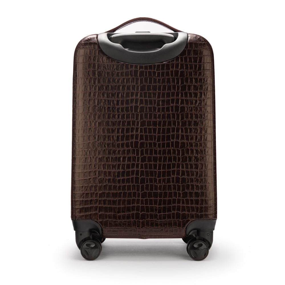 Small leather suitcase, brown croc, back
