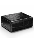 Small Leather Stud & Collar Stiffener Box, Black Croc Effect With Red, front