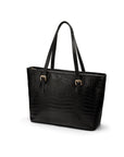 Women's leather 13" laptop workbag, black croc, back