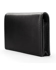 Expandable leather business card holder with stud, black, side
