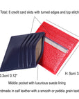 Flat leather 8 credit card wallet, features and dimensions