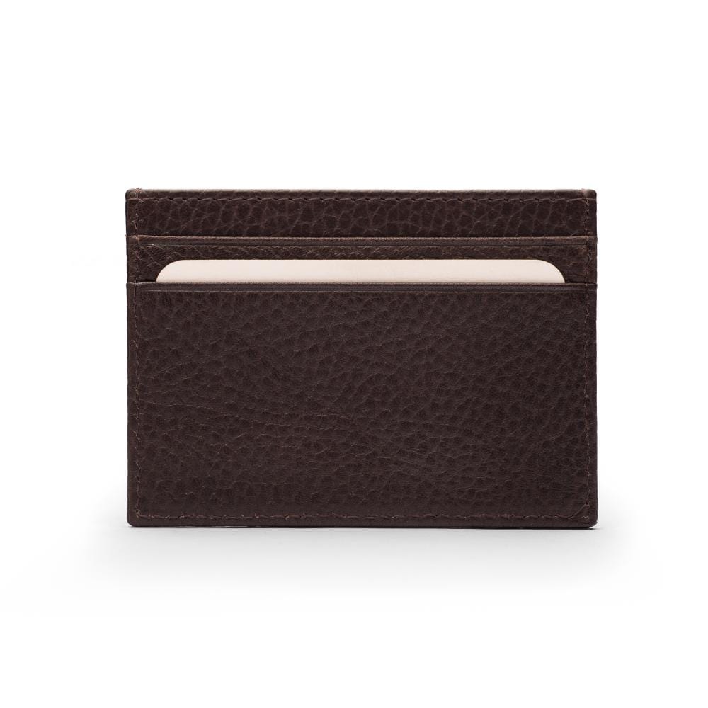 SOFTBIT CARD CASE 10.5 IN BROWN GRAINY CALFSKIN GOLD HARDWARE