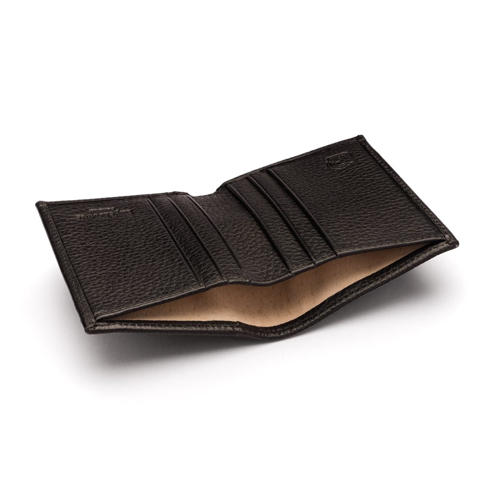RFID leather wallet with 4 CC, black, inside