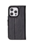 iPhone 16 Pro case in leather with RFID, black, back